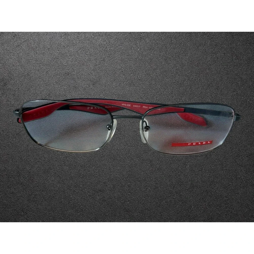 Prada Linea Rossa PS 50QV Eyeglasses Frame Only Black Red Men's